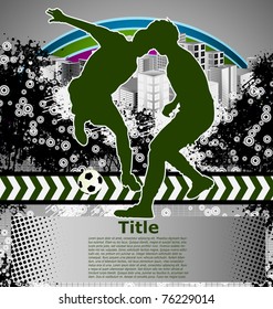 Abstract grunge background with soccer player silhouette