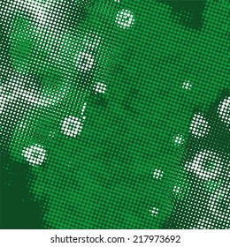 Abstract grunge background with splats and halftone effect.