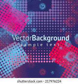 Abstract grunge background with splats and halftone effect.