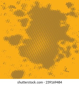 Abstract grunge background with splats and halftone effect.