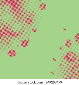 Abstract grunge background with splats and halftone effect.