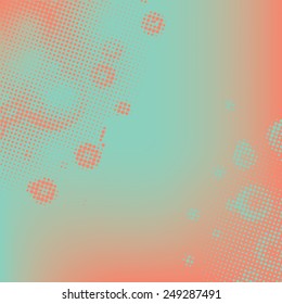 Abstract grunge background with splats and halftone effect.
