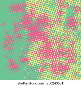 Abstract grunge background with splats and halftone effect.