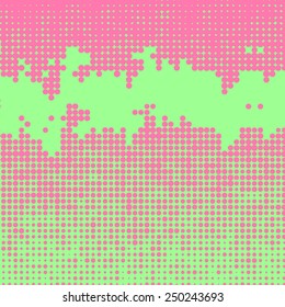 Abstract grunge background with splats and halftone effect.