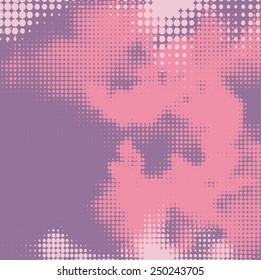 Abstract grunge background with splats and halftone effect.