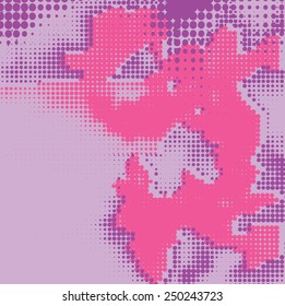 Abstract grunge background with splats and halftone effect.