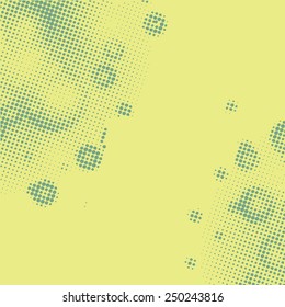 Abstract grunge background with splats and halftone effect.