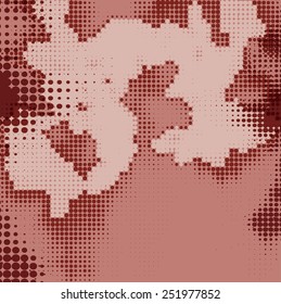 Abstract grunge background with splats and halftone effect.