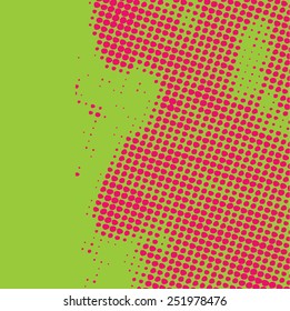 Abstract grunge background with splats and halftone effect.