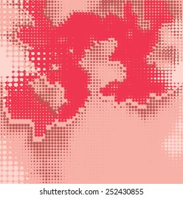Abstract grunge background with splats and halftone effect.