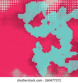 Abstract grunge background with splats and halftone effect