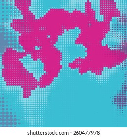 Abstract grunge background with splats and halftone effect