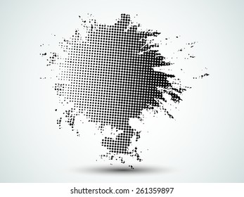 Abstract grunge background with splats and halftone effect.