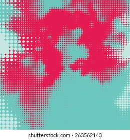 Abstract grunge background with splats and halftone effect
