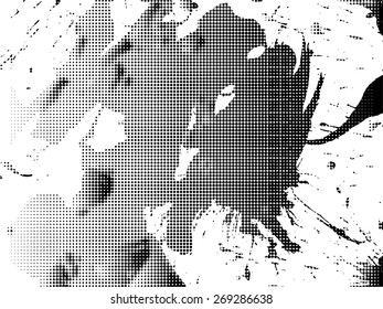 Abstract grunge background with splats and halftone effect