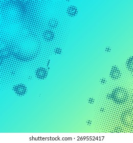 Abstract grunge background with splats and halftone effect