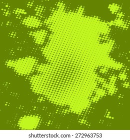 Abstract grunge background with splats and halftone effect.