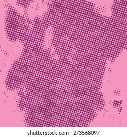 Abstract grunge background with splats and halftone effect.
