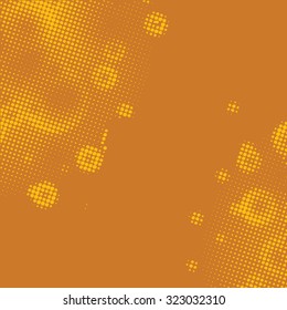 Abstract grunge background with splats and halftone effect.