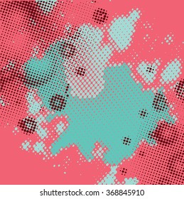 Abstract grunge background with splats and halftone effect