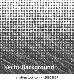 Abstract grunge background with splats and halftone effect.