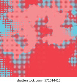 Abstract grunge background with splats and halftone effect.