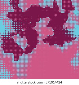 Abstract grunge background with splats and halftone effect.