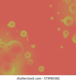 Abstract grunge background with splats and halftone effect.