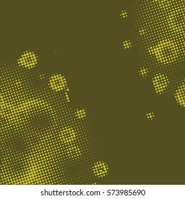 Abstract grunge background with splats and halftone effect.