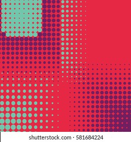 Abstract grunge background with splats and halftone effect.