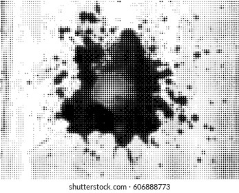 Abstract grunge background with splats and halftone effect