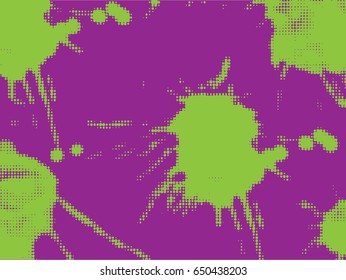 Abstract grunge background with splats and halftone effect 