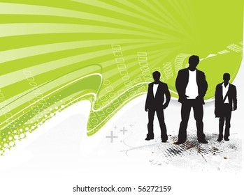 Abstract grunge background with standing businessman . Vector illustration.