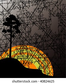 abstract grunge background with tree