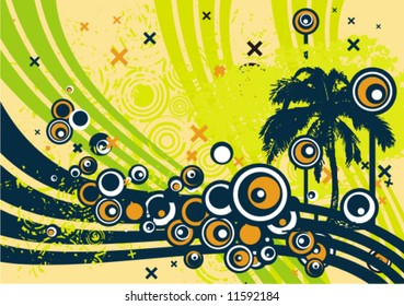 Abstract grunge background with a tree silhouette, vector illustration series.