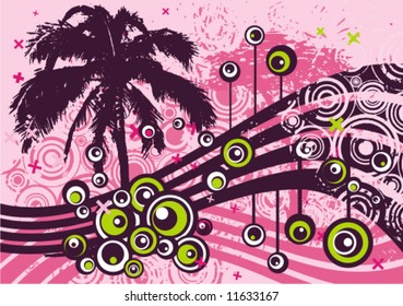 Abstract grunge background with a tree silhouette, vector illustration series.