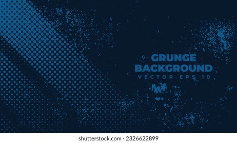 Abstract grunge background vector with paint brush effect, blue banner with copy space area