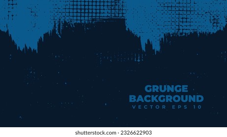 Abstract grunge background vector with paint brush effect, blue banner with copy space area