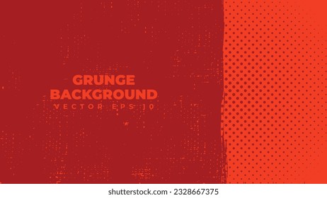 Abstract grunge background vector with paint brush effect, dirty red banner with copy space area