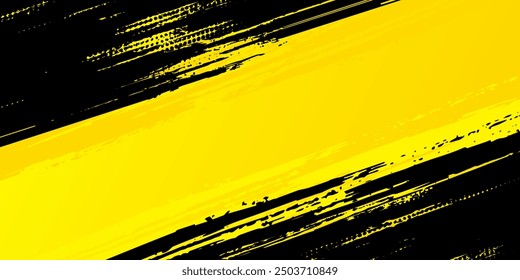 Abstract grunge background vector with paint brush and halftone effect, template design banner with gradient blue and yellow color of ukraine flag. EPS 10