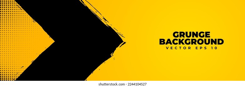 Abstract grunge background vector, warning system banner design, template backdrop with yellow black paint brush texture