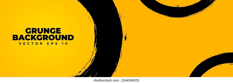 Abstract grunge background vector, warning system banner design, template backdrop with yellow black paint brush texture