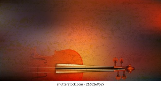 abstract grunge background with violin on brown