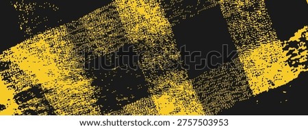 Abstract grunge background with yellow and black checkered texture. Horizontal format, retro style. Suitable for banner design, rock or punk style posters, covers, and web graphics.