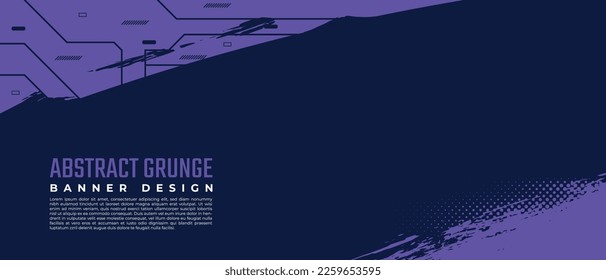 Abstracto vectorial de banner grunge, fondo horizontal con pincel de pintura y efecto de semitono, diseño de plantilla con espacio de copia para eventos de negocios o deportivos