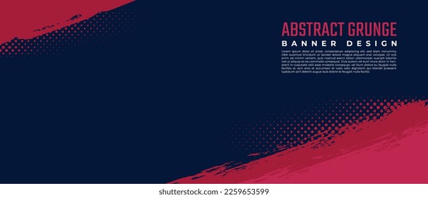 Abstract grunge banner vector, horizontal background with paint brush and halftone effect, template design with copy space for business or sports event