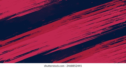 Abstract grunge banner vector, horizontal background with paint brush and halftone effect, template design with copy space for business or sports event