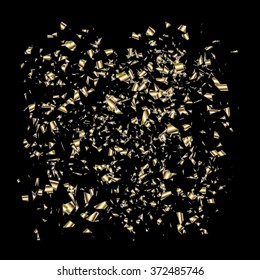 Abstract grunge black background with a gold 