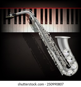 abstract grunge black background with saxophone and piano