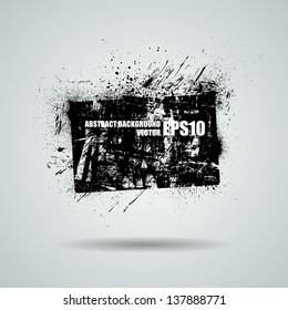 Abstract grunge black background. Vector torn banner with splashes